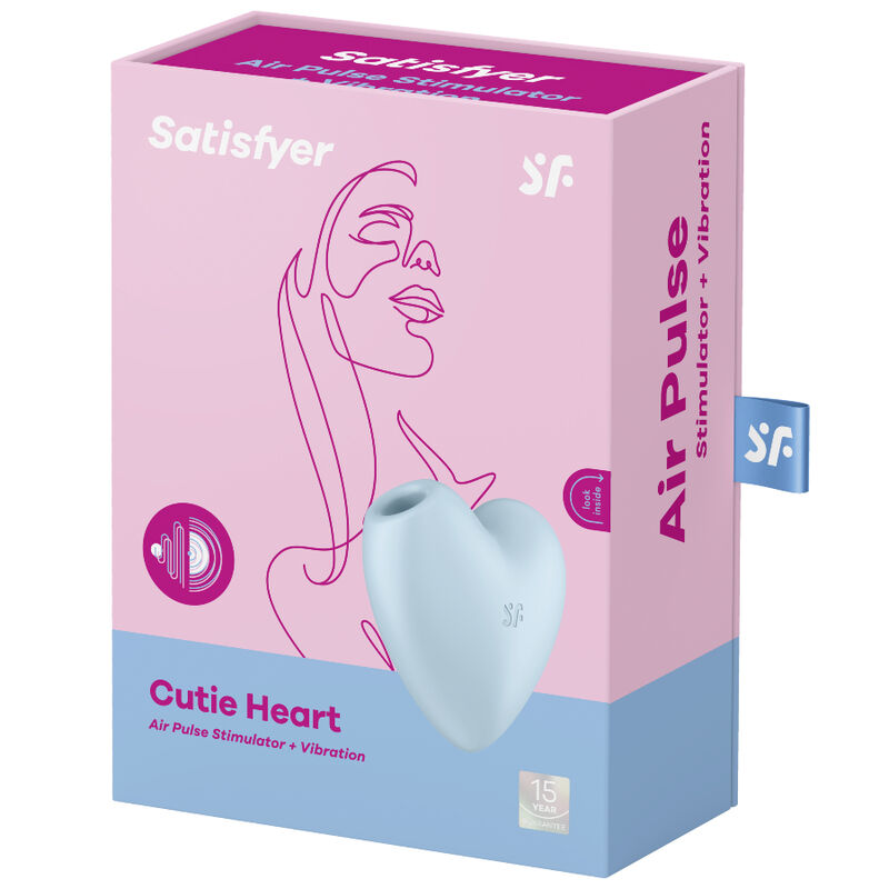 Satisfyer Cutie Heart Air Pulse Stimulator & Vibrator Blue on Sale